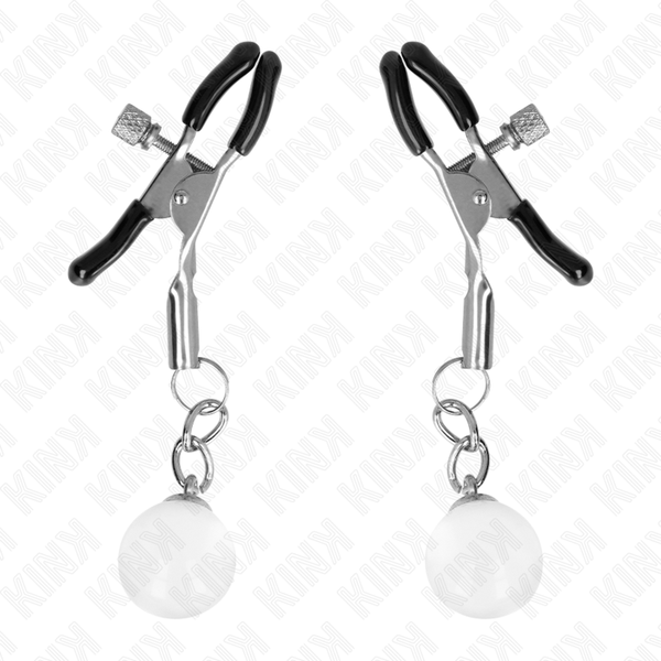 Kink pinzas para pezones plateadas con colgante de vidrio 6 cm