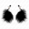 Kink pinzas para pezones con pluma negro 7 cm