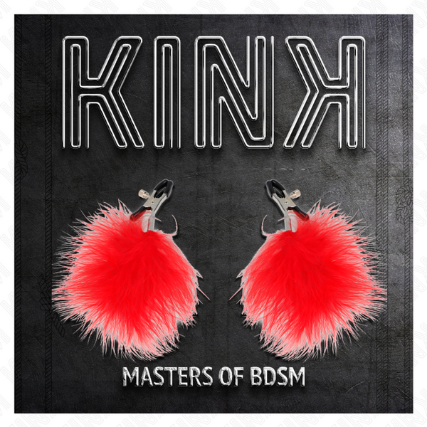 Kink pinzas para pezones con pluma rojo 7 cm