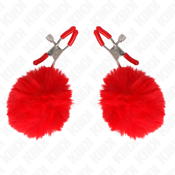 Kink pinzas para pezones con pompón rojo 6 cm
