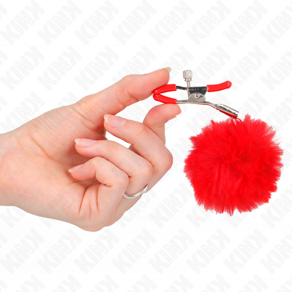 Kink pinzas para pezones con pompón rojo 6 cm