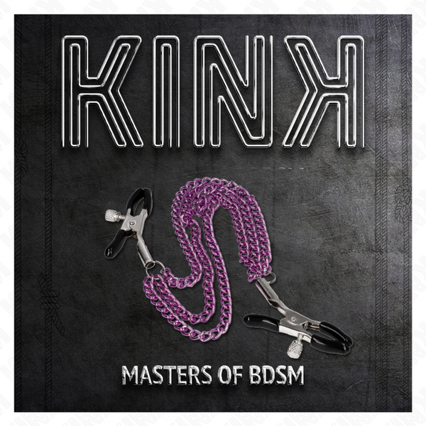 Kink pinzas para pezones con triple cadena violeta 20 23 28 cm