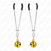 Kink pinzas para pezones fina con cascabel dorado 7 cm
