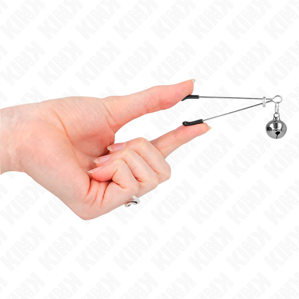 Kink pinzas para pezones fina con cascabel plateado 7 cm