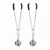 Kink pinzas para pezones fina con cascabel plateado 7 cm