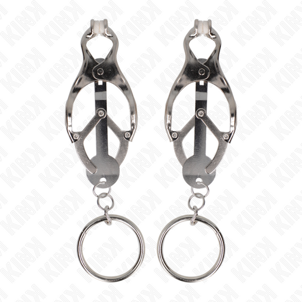 Kink pinzas para pezones estilo japonés con aros plateado