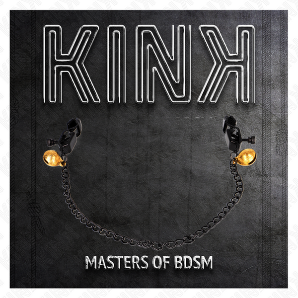 Kink pinzas para pezones planas negro con cascabel y cadena plateado 30 cm