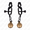 Kink pinzas para pezones planas negro con cascabel 7 cm
