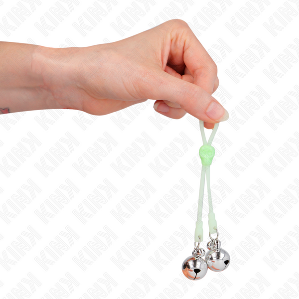 Kink pinzas para pezones luminosas forma calabera con cascabel sonoro ajustable verde plateado