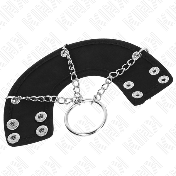 Kink anillo pene 4 cm cadena 7 cm metal con cinturón polipiel