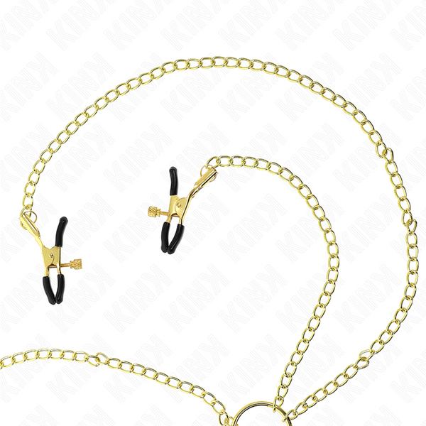 Kink pinzas para pezones y clítoris 4 enganches ajustable dorado