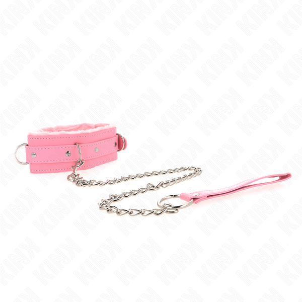 Kink collar con correa 65 cm con restricciones rosa ajustable 36 42 cm x 5.5 cm