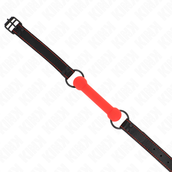 Kink mordaza forma de hueso con correa polipiel rojo ajustable 41 57 cm