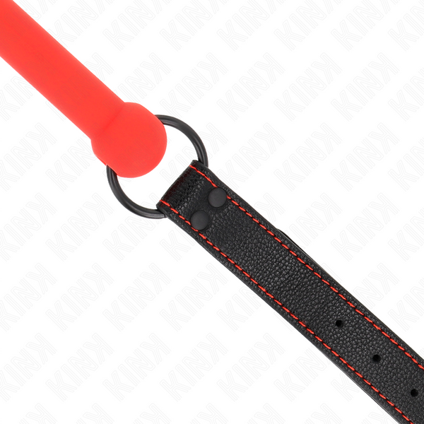 Kink mordaza forma de hueso con correa polipiel rojo ajustable 41 57 cm