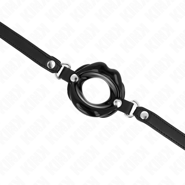 Kink mordaza labial 8 cm con correa de polipiel negro 63 x 2 cm ajustable 39 58 cm