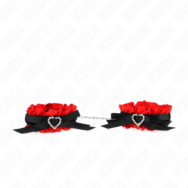 Kink muñequeras elásticas de encaje con detalle corazón rojo ajustable 22 35 cm