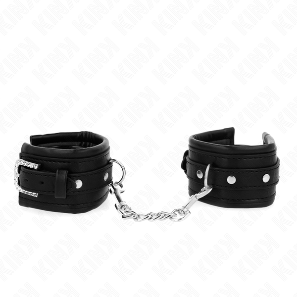 Kink muñequeras negro con hebilla de diamantes de imitación ajustable 25 32 cm x 5.5 cm