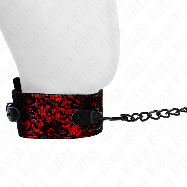 Kink collar con correa 105 cm de encaje con cinturón de cuero real 44 x 5.5 cm