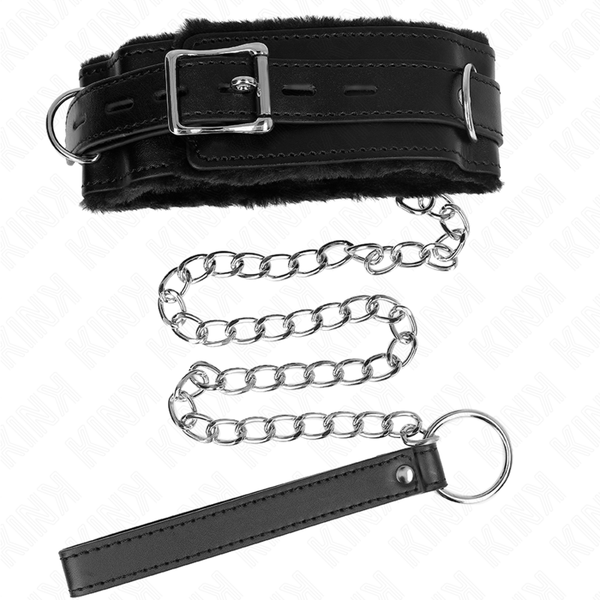 Kink collar con correa 65 cm con restricciones negro ajustable 36 42 cm x 5.5 cm