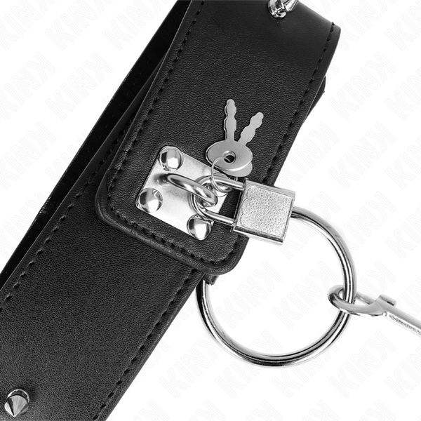 Kink collar con correa 65 cm con tachuelas plateadas modelo 2 ajustable 36 43 cm x 5 cm