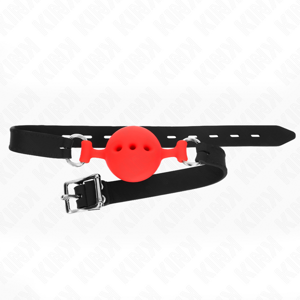 Kink mordaza 55 x 2 cm de bola 4.5 cm de silicona completa talla m rojo ajustable 35 51 cm