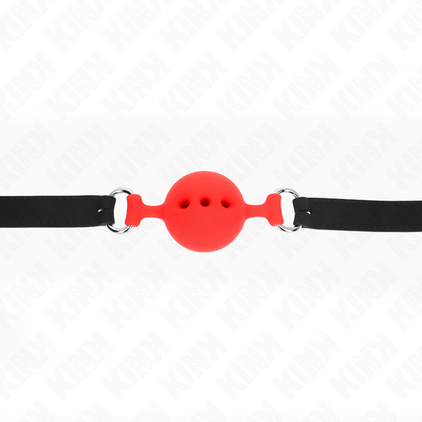 Kink mordaza 55 x 2 cm de bola 4.5 cm de silicona completa talla m rojo ajustable 35 51 cm