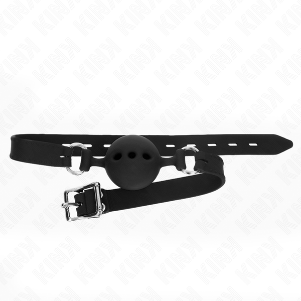 Kink mordaza 55 x 2 cm de bola 5 cm de silicona completa talla l negro ajustable 35 51 cm