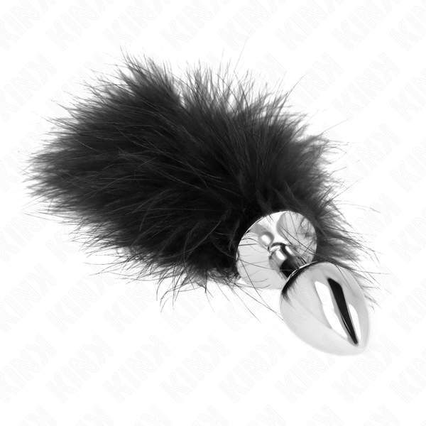 Kink plug anal 11 x 7 cm acero inoxidable con pluma 11 cm