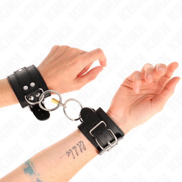 Kink muñequeras con bloqueo de candado en anillas negro ajustable 20 28 cm x 5.5 cm