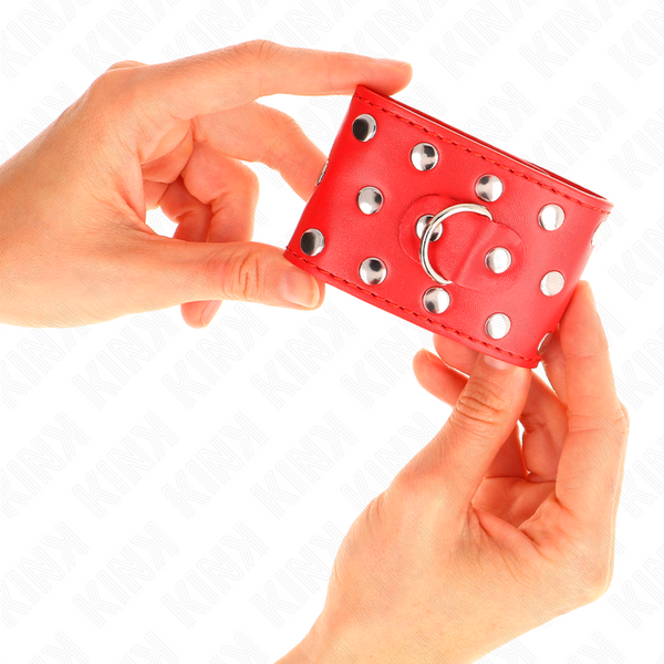 Kink muñequeras con cierre a presión lleno de tachuelas ajustable rojo 19 24 cm x 5.5 cm