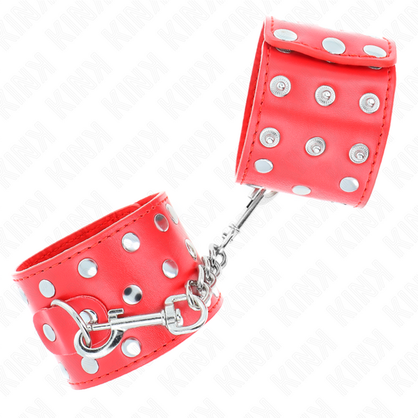 Kink muñequeras con cierre a presión lleno de tachuelas ajustable rojo 19 24 cm x 5.5 cm