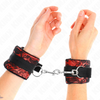 Kink muñequeras cortas de encaje terciopelo y unión de nylon rojo negro 23 x 6.5 cm
