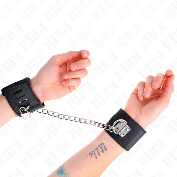 Kink muñequeras fijas con cadena 30 cm y cierre candado negro ajustable 16 23 cm x 5.5 cm