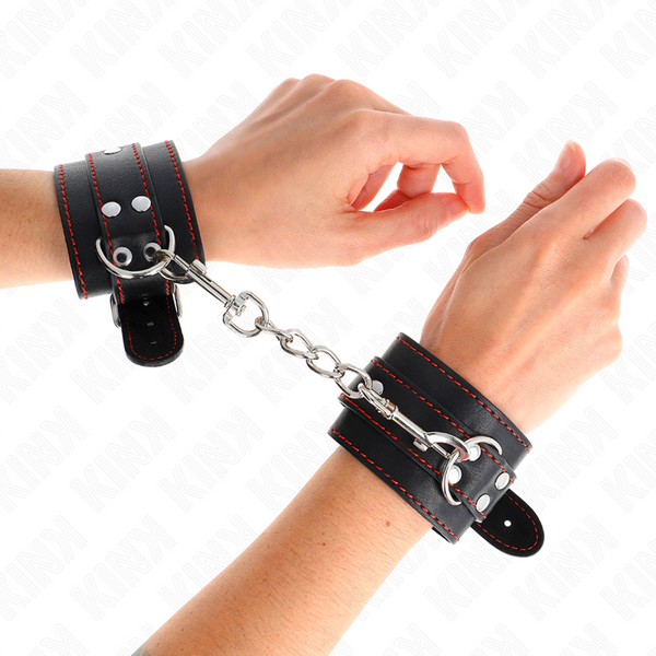 Kink muñequeras negro con detalles en rojo ajustable 20 28 cm x 5.5 cm