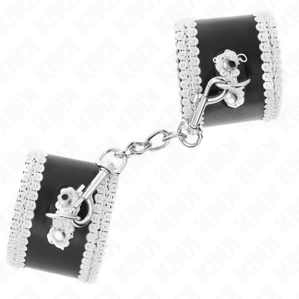 Kink muñequeras negro con encaje decorativo blanco ajustable 20 23 cm x 5.5 cm