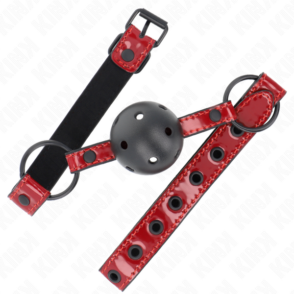Kink mordaza de bola 4.5 cm de polipiel brillante 63.5 x 2 cm ajustable 41 x 59 cm