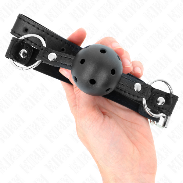 Kink mordaza de bola 4.5 cm negra dura hueca modelo 1 63.5 x 2 cm