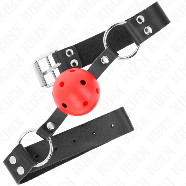 Kink mordaza de bola 4 cm transpirable con doble remache rojo 62 x 2.5 cm ajustable 42 58 cm