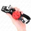 Kink mordaza de bola 4 cm transpirable con doble remache rojo 62 x 2.5 cm ajustable 42 58 cm