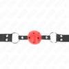 Kink mordaza de bola 4 cm transpirable con doble remache rojo 62 x 2.5 cm ajustable 42 58 cm