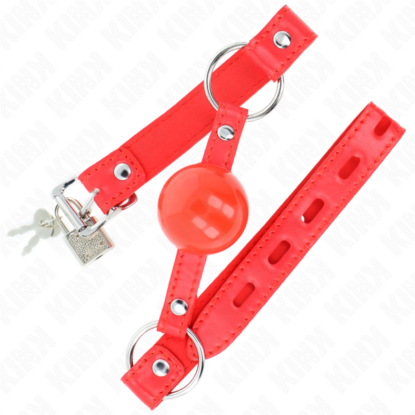 Kink mordaza de bola 4 cm tpe con candado rojo 60 x 2 cm