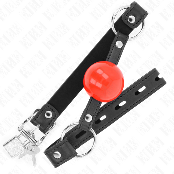 Kink mordaza de bola 4 cm con candado bola roja correa negra 60 x 2 cm
