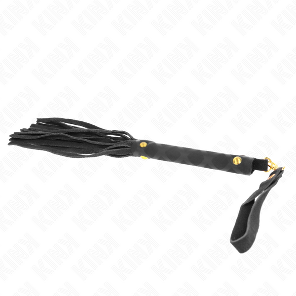 Kink látigo mini piel de ante negro 30 cm