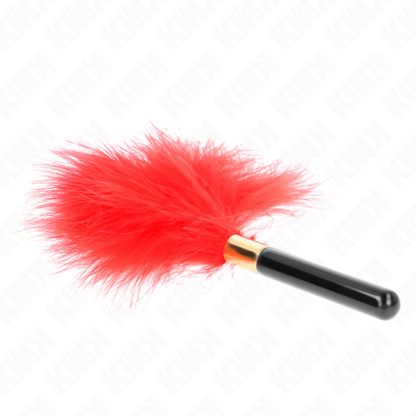 Kink plumas para cosquillas metal dorado rojo 18 cm