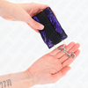 Kink muñequeras cortas de encaje terciopelo y unión de nylon violeta negro 23 x 6.5 cm