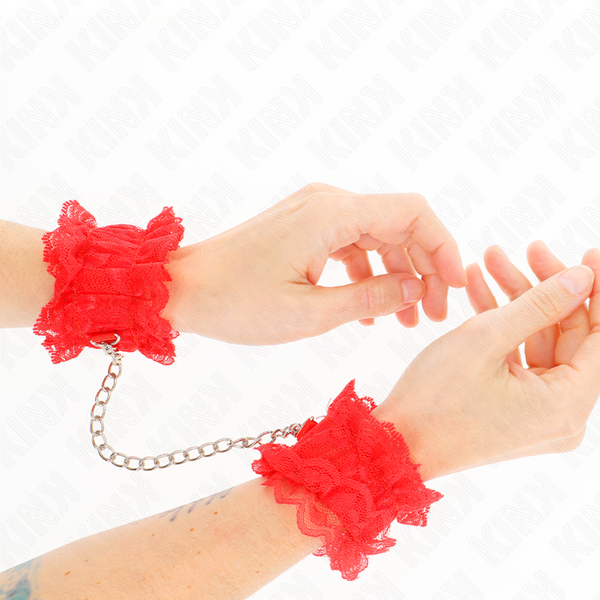 Kink muñequeras elásticas de encaje rojo