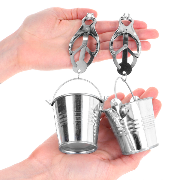 Kink pinzas para pezones estilo japonés con cubos plateado