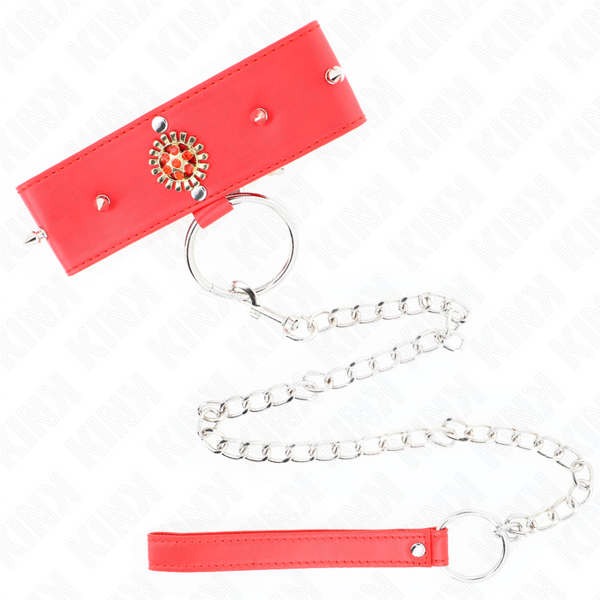 Kink collar con correa 65 cm cuello de diamantes rojo ajustable 35 51 cm x 7 cm