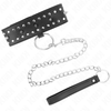 Kink collar con correa 65 cm con tachuelas plateadas modelo 1 ajustable 36 43 cm x 5 cm