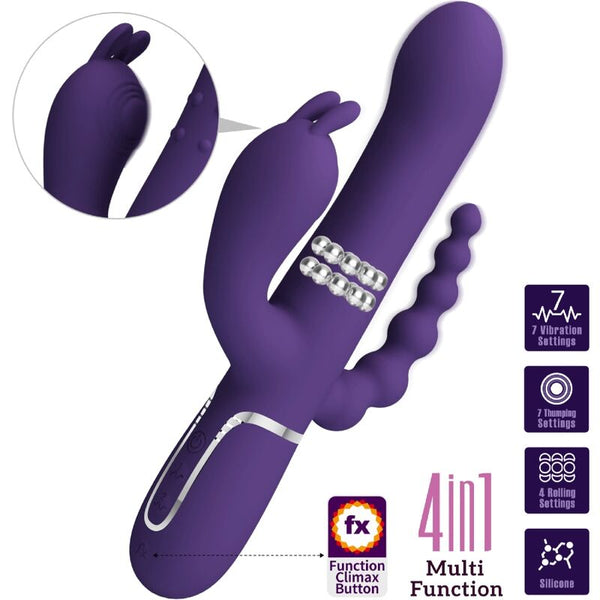 Cammy triple vibrador multifunción 4 en 1 morado